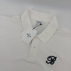 Berluti Paris Mens White Pique Logo Polo Shirt 2XL New